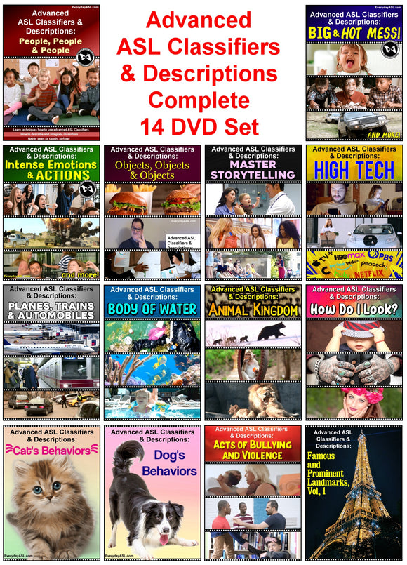 Advanced ASL Classifiers & Descriptions COMPLETE 14 DVD Set with FREE S&H