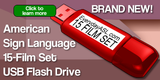 American Sign Language 15-Film Set USB Flash Drive + FREE S&H