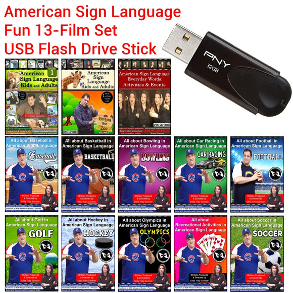 American Sign Language Fun Pack 13-Film Set USB + FREE S&H