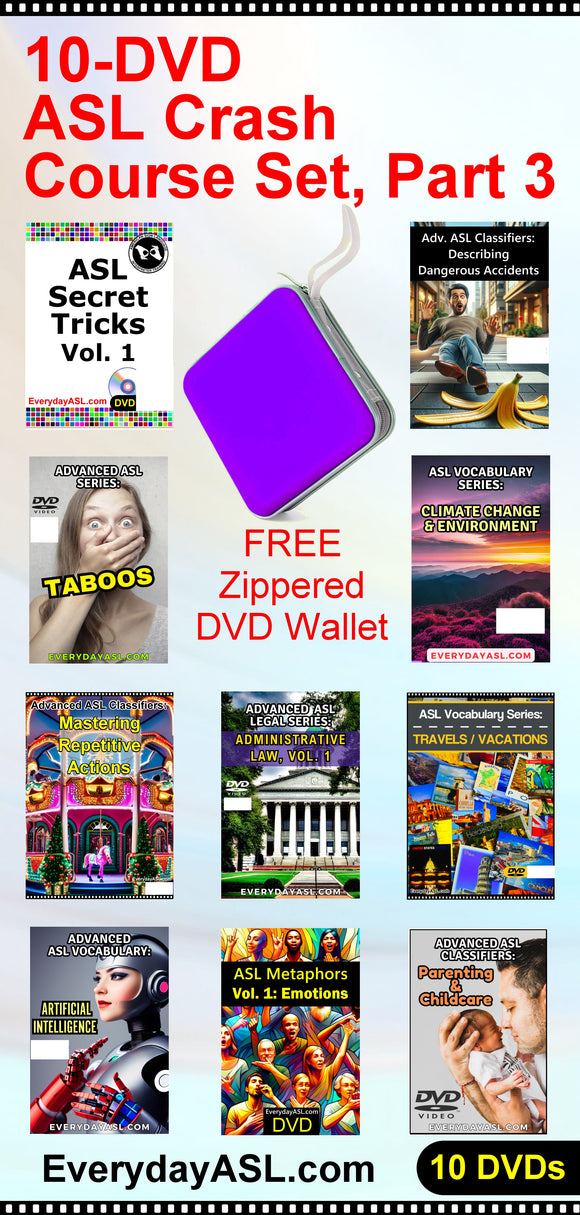 10-DVD American Sign Language Set Part 3 + FREE DVD Wallet + FREE S&H