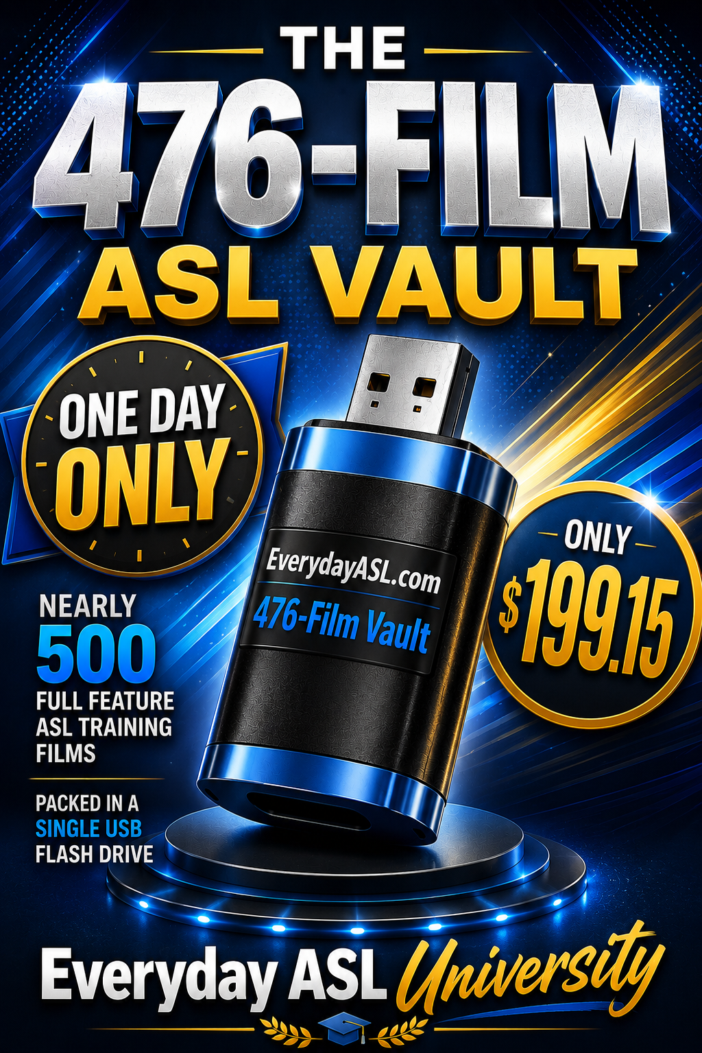 NEW! 476-Film ASL Vault USB Flash Drive - FREE Shipping – Everyday