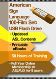 American Sign Language 100-Film Set USB Flash Drive + FREE S&H