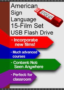 New! American Sign Language 15-Film Set USB Flash Drive + FREE S&H
