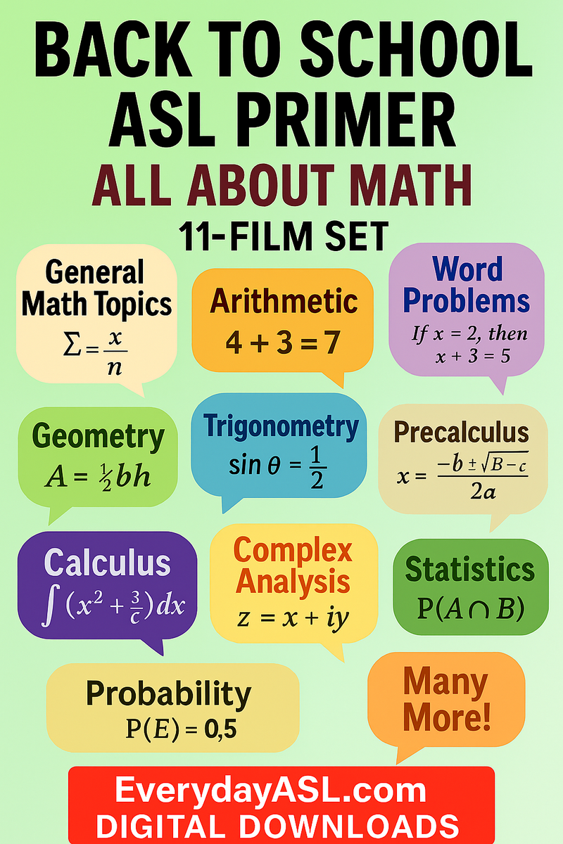 Back to School ASL Primer β All About Math: 11-Film Set - DIGITAL ...