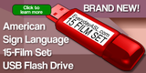 New! American Sign Language 15-Film Set USB Flash Drive + FREE S&H