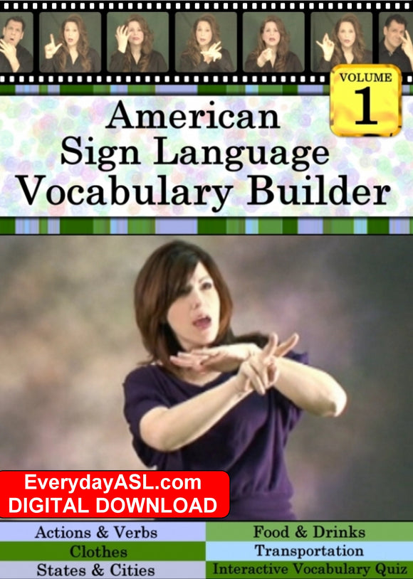 NEW - American Sign Language Vocabulary Builder, Vol. 1 - DIGITAL DOWNLOAD