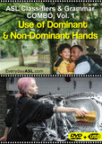 New! ASL Classifiers & Grammar COMBO 1:  Use of Dominant & Non-Dominant Hands DVD + USB Set