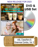 New! ASL Classifiers & Grammar COMBO 2:  Use of Dominant & Non-Dominant Hands DVD + USB Set