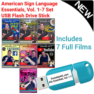 NEW! American Sign Language Essentials, Vol. 1-7 Set USB Flash Drive Stick FREE S&H