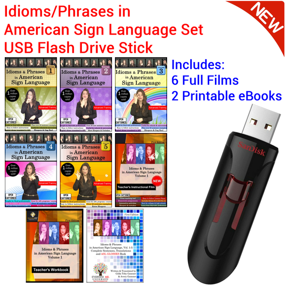 American Sign Language Idioms Student / Teacher Set USB + FREE S&H
