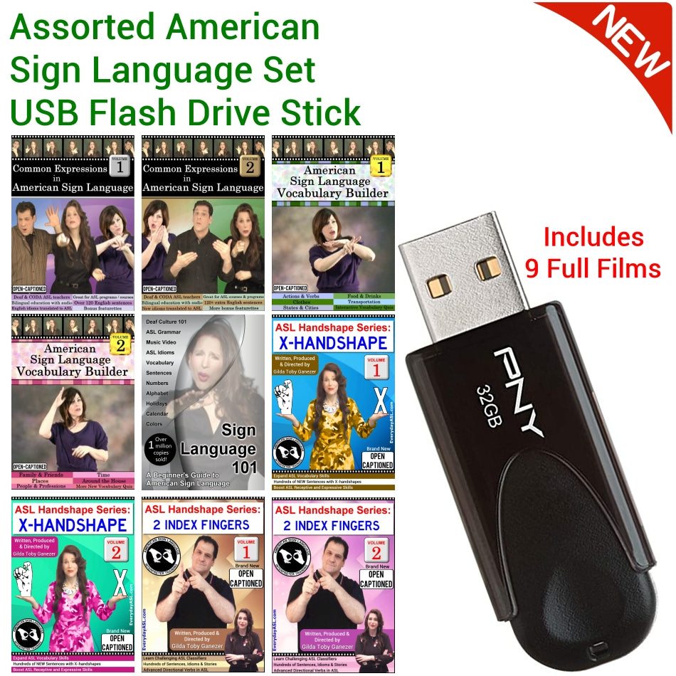 Assorted American Sign Language Set USB + FREE S&H – Everyday ASL ...