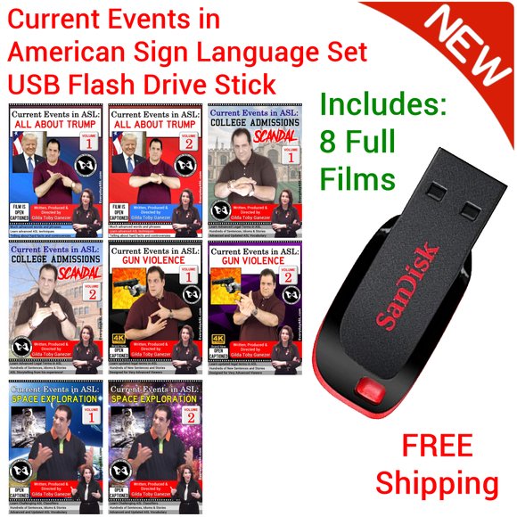 Current Events in American Sign Language Set USB Flash Drive Stick FREE S&H