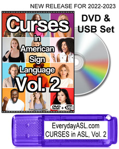 New! Curses in American Sign Language, Vol. 2 DVD + USB Set