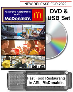 New! Fast Food Restaurants in ASL: McDonald's DVD + USB Set with FREE S&H