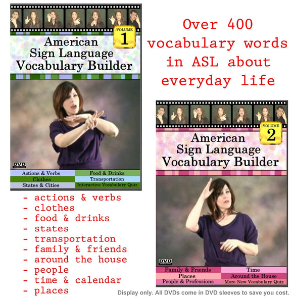 ASL Vocabulary Builder, Vol. 1-2 (2 DVD Set) + FREE S&H