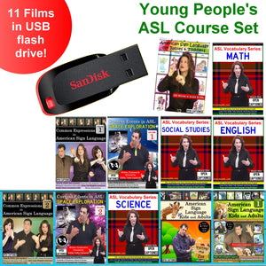 Young People ASL Course Set USB Flash Drive Stick FREE S&H